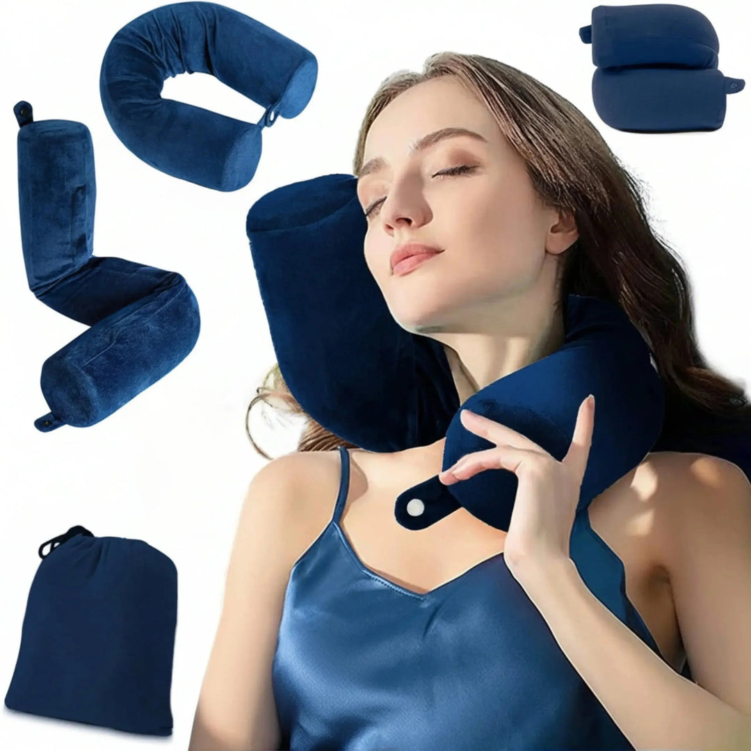 Bendable Memory Foam Travel Neck Pillow You Can Shape Four Ways | Shape It Your Way | Travel Pillows