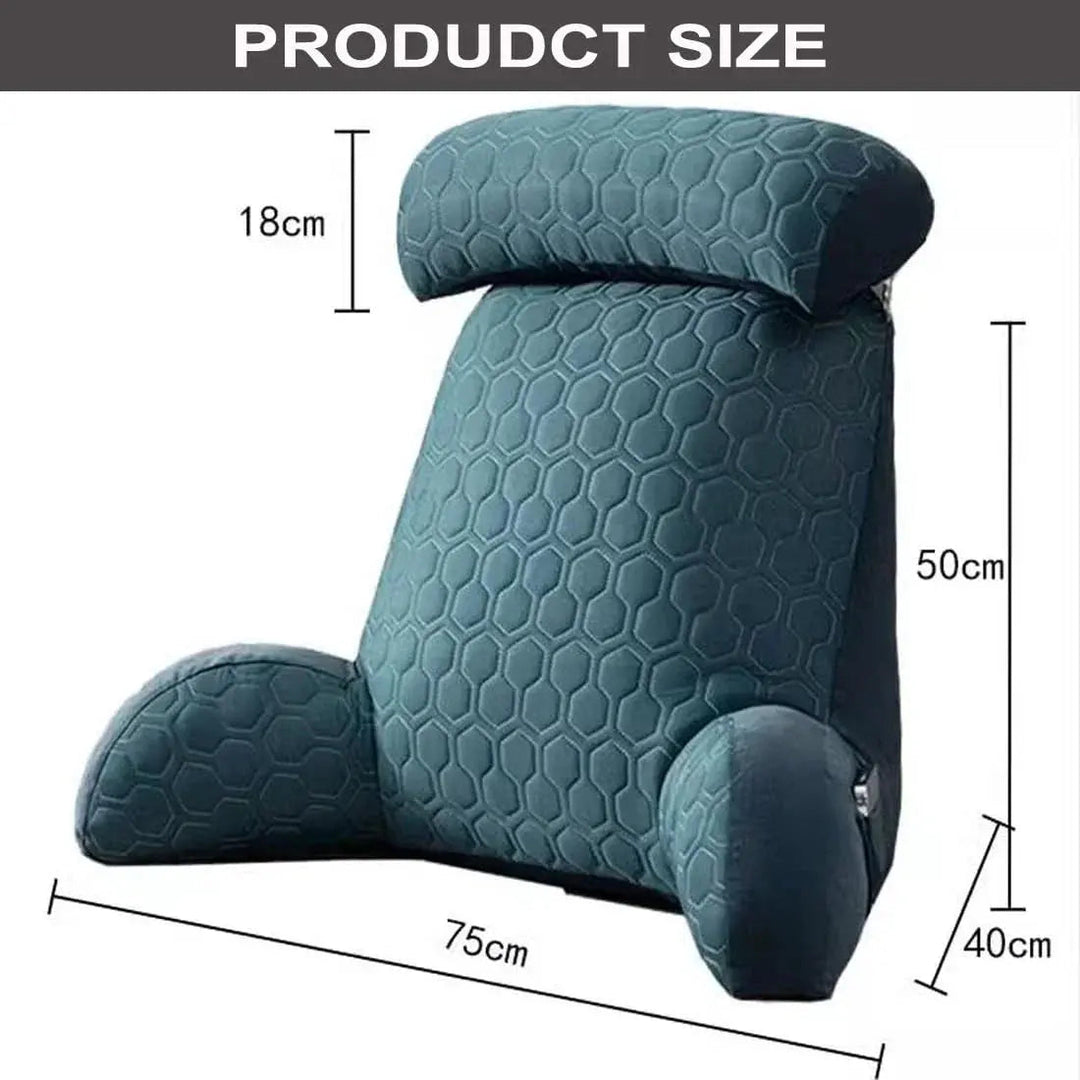 Silk-Blend Reading Pillow with Side Pockets and Washable Cover | Backrest Pillow With Pockets | Reading Pillows