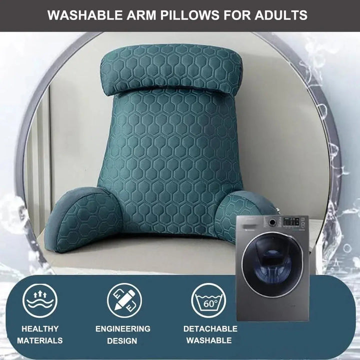 Silk-Blend Reading Pillow with Side Pockets and Washable Cover | Backrest Pillow With Pockets | Reading Pillows