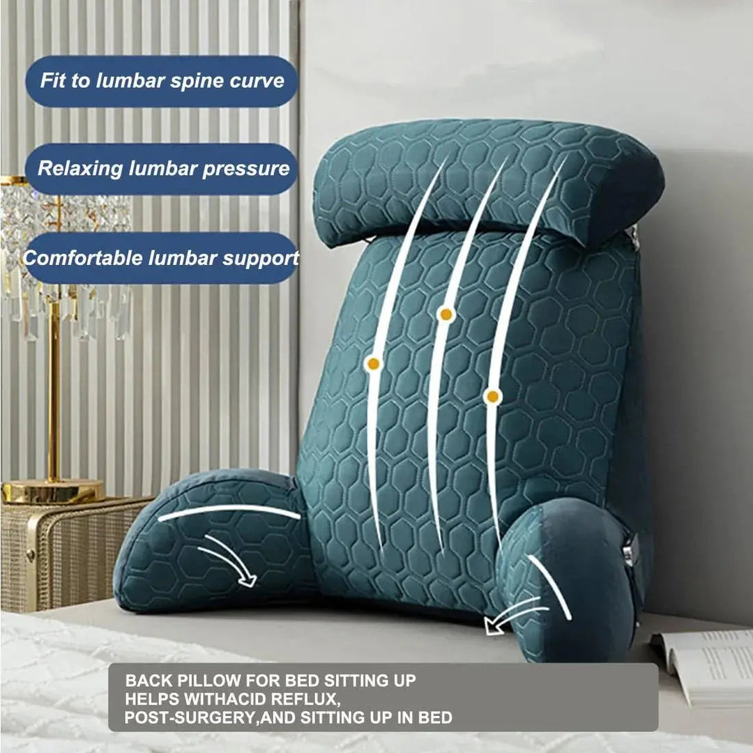 Silk-Blend Reading Pillow with Side Pockets and Washable Cover | Backrest Pillow With Pockets | Reading Pillows