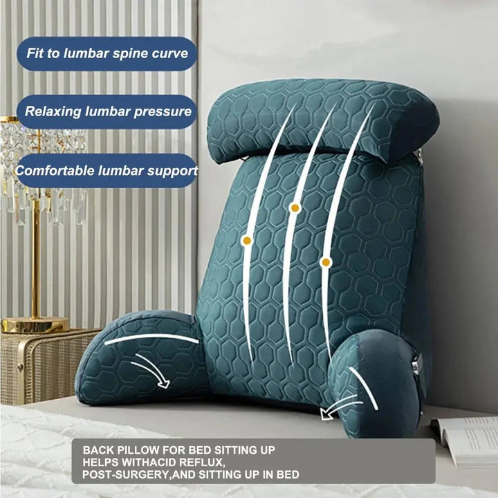 Silk-Blend Reading Pillow with Side Pockets and Washable Cover | Backrest Pillow With Pockets | Reading Pillows