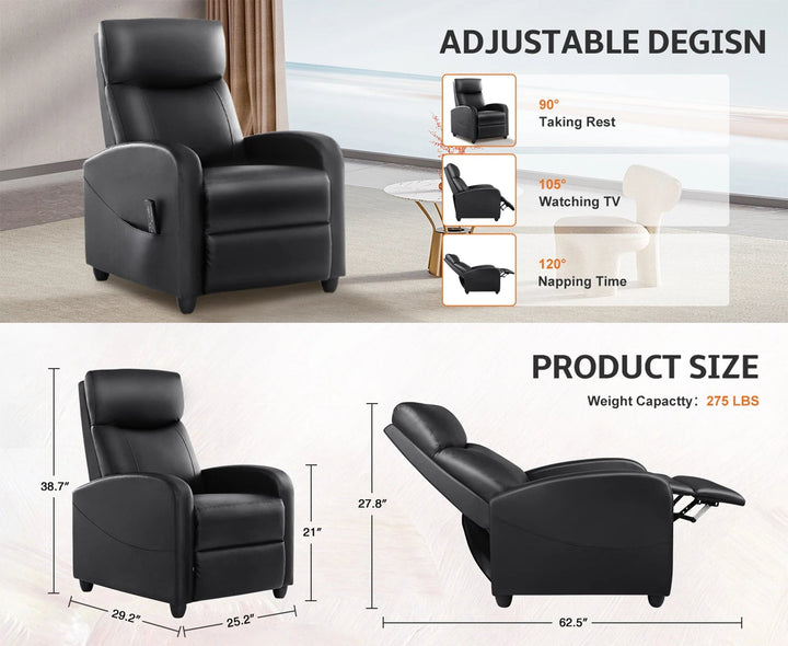 Reclining Massage Chair with Lumbar Vibration and Footrest | Recline with Lower Back Vibration | Recliner Chairs