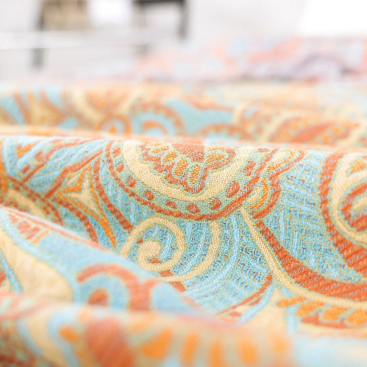 Bohemian Reversible Paisley Cotton Blanket with Playful Tassels | Colourful Paisley, Flip for Variety | Throw Blankets