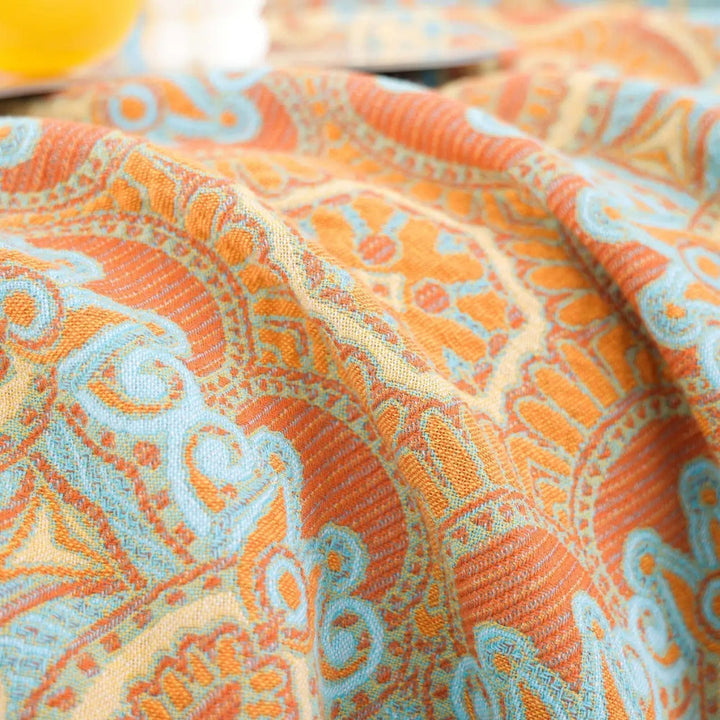 Bohemian Reversible Paisley Cotton Blanket with Playful Tassels | Colourful Paisley, Flip for Variety | Throw Blankets