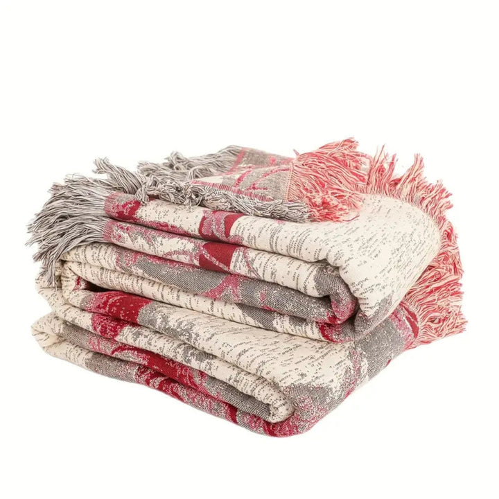 Floral Jacquard Quilted Cotton Throw Blanket for Year-Round Use | Quilted Texture and Floral Jacquard | Throw Blankets
