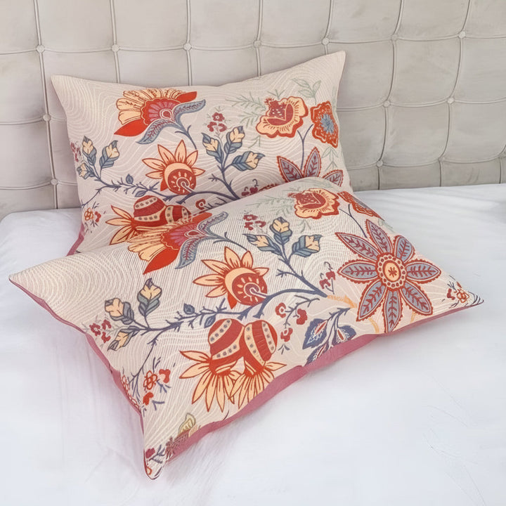 Rustic Floral Boho 100% Cotton Pillowcases, Pack of 2, 20x30in | Boho Blooms for a Fresh Bed | Pillowcases