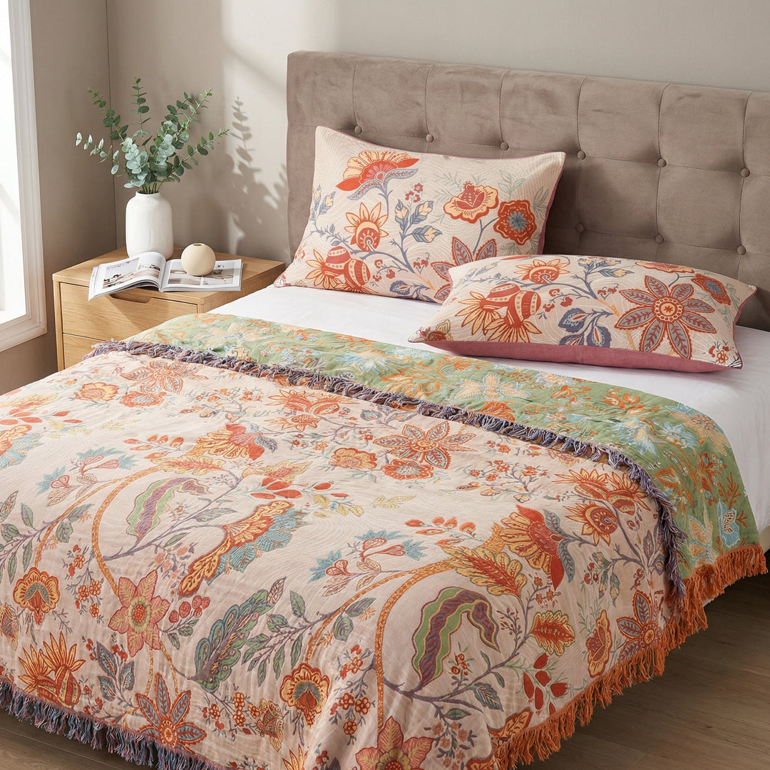 Rustic Floral Boho 100% Cotton Pillowcases, Pack of 2, 20x30in | Boho Blooms for a Fresh Bed | Pillowcases
