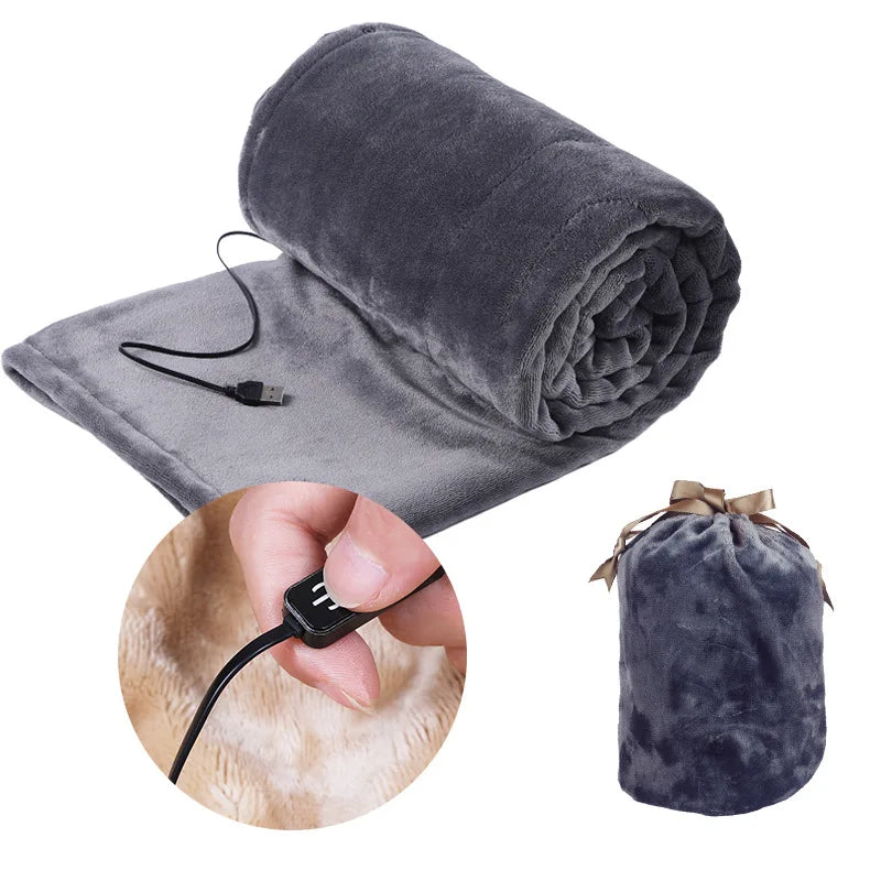 USB Heated Flannel Throw Blanket with Three Heat Settings for Home | Portable Flannel Heat with 5V USB | Heated Blankets