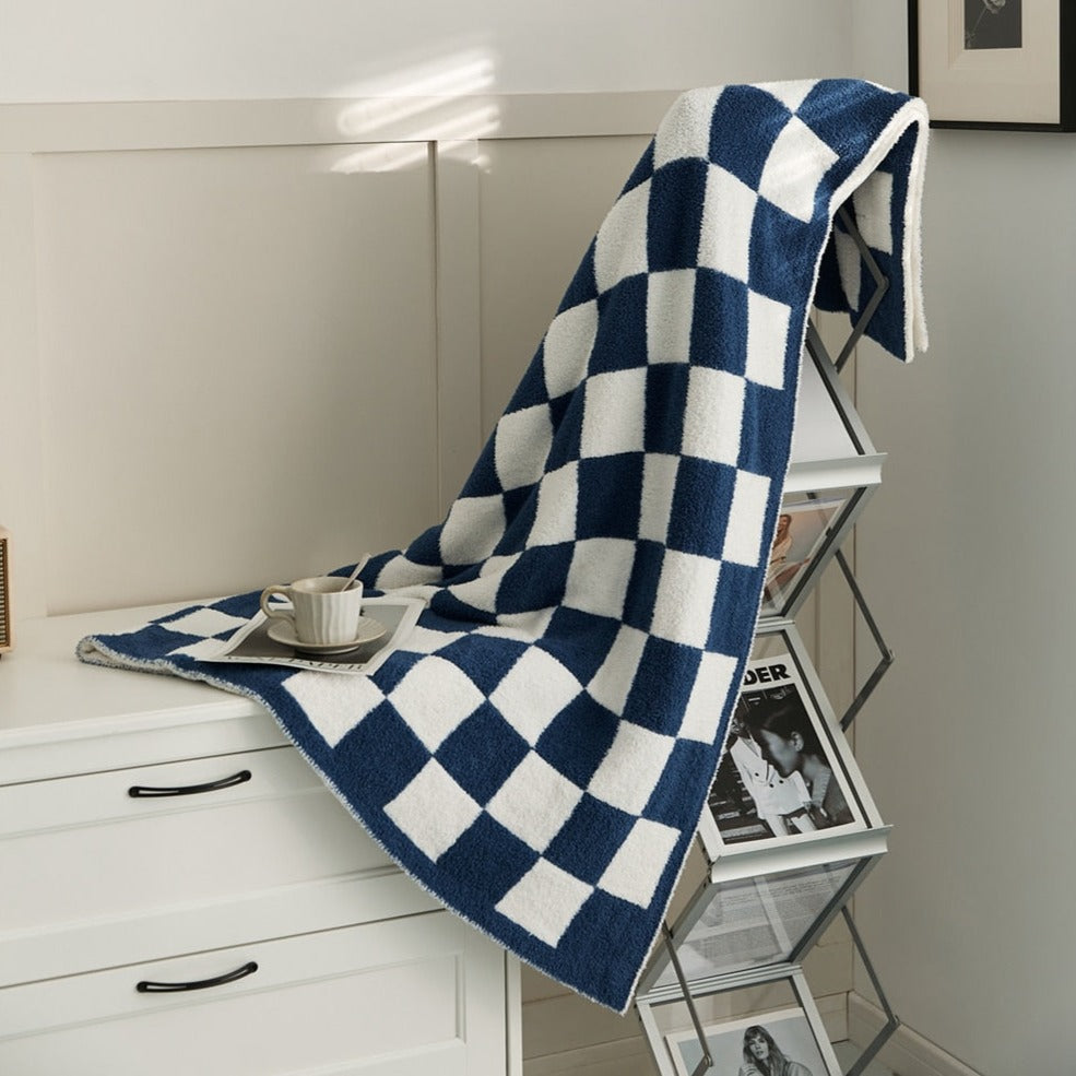 Colourful Checkerboard Polyester Throw Blanket in Three Sizes | Colourful Checks for Cosy Rooms | Throw Blankets