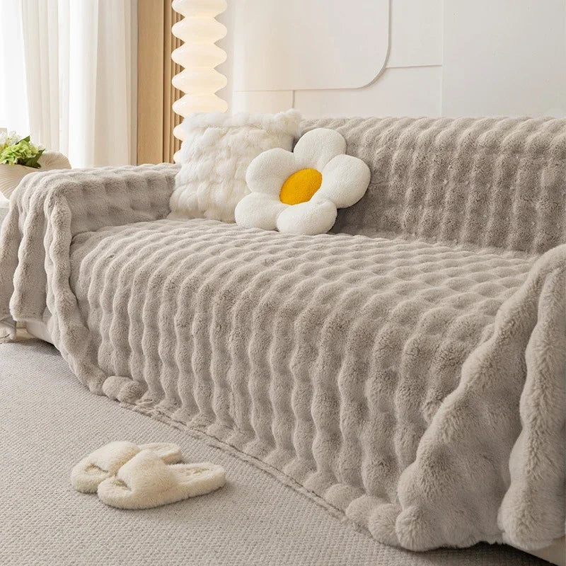 Plush Faux Fur Style Couch Throw with Non-Slip Surface | Faux Fur Plush for Your Couch | Throw Blankets