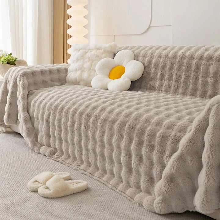 Plush Faux Fur Style Couch Throw with Non-Slip Surface | Faux Fur Plush for Your Couch | Throw Blankets