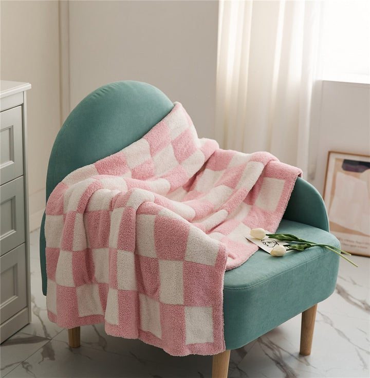 Colourful Checkerboard Polyester Throw Blanket in Three Sizes | Colourful Checks for Cosy Rooms | Throw Blankets