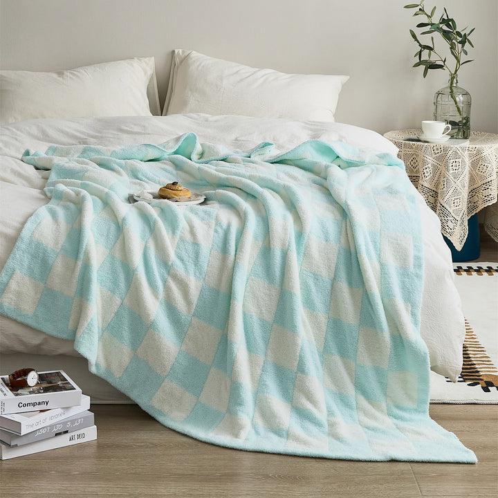 Colourful Checkerboard Polyester Throw Blanket in Three Sizes | Colourful Checks for Cosy Rooms | Throw Blankets