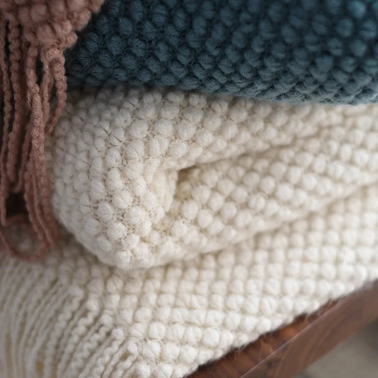 Cream White Wool-Style Blanket for Cosy Relaxing in Every Season | Ivory Blanket for Calm Rooms | Throw Blankets