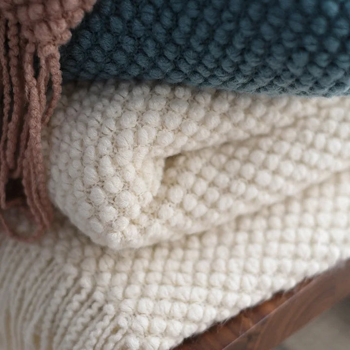 Cream White Wool-Style Blanket for Cosy Relaxing in Every Season | Ivory Blanket for Calm Rooms | Throw Blankets