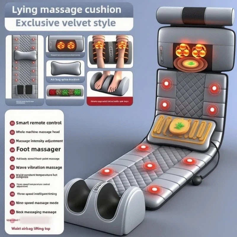 Foldable Full Body Massage Mat with Heat, Neck Pillow and Foot Section | Full Body Massage Mat with Heat | Massage Mats