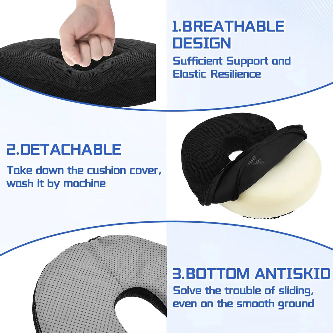 Supportive Comfort Ring Donut Cushion in Memory Foam with Mesh Cover | Donut Seat Comfort for Desks | Seat Cushions
