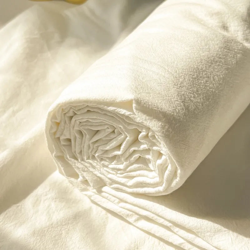3-Piece Cotton Flat Sheet and Pillowcase Set in Soft Colours | Soft Cotton Layer for Your Bed | Bedding Sets