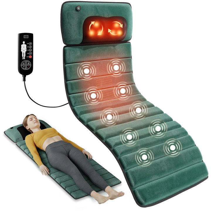 Vibration Massage Mat with Heat and Detachable Neck Pillow | Nine Modes of Gentle Vibration | Massage Mats