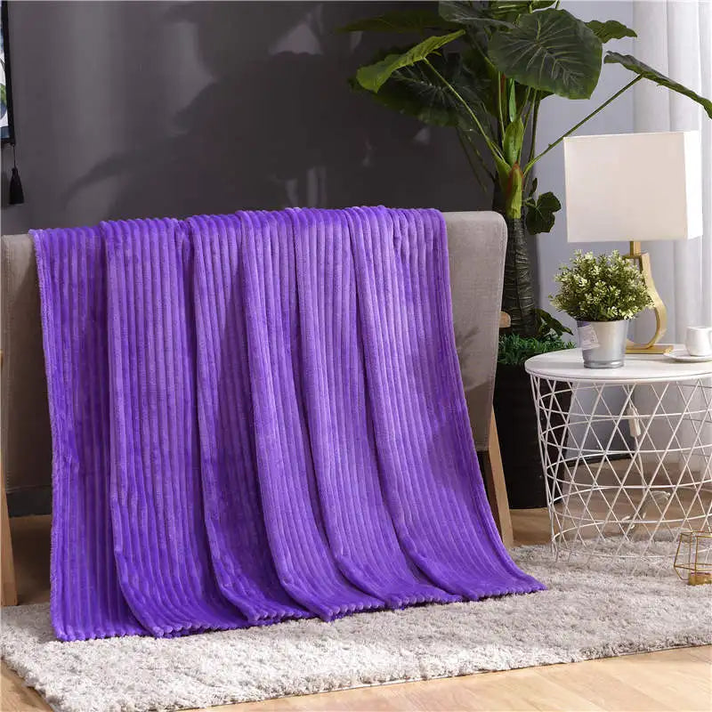 Faux Fur Style Ribbed Flannel Fleece Throw Blanket | Fluffy Ribbed Warmth for Winter | Throw Blankets