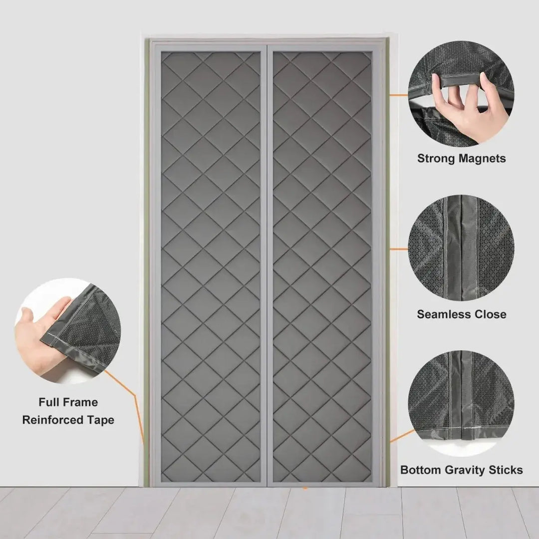 Waterproof Magnetic Door Curtain with Thick Cotton Layers for Winter | Draft-Blocking Door Cover | Door Curtains