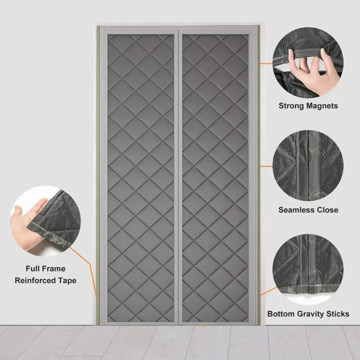 Waterproof Magnetic Door Curtain with Thick Cotton Layers for Winter | Draft-Blocking Door Cover | Door Curtains