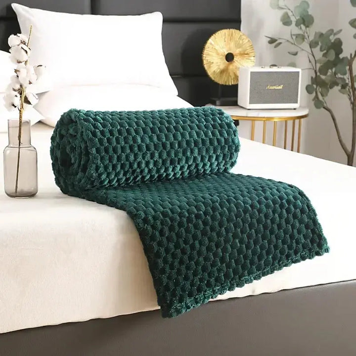 3D Cloud Jacquard Fleece Blanket in Silky Flannel | Soft Raised-Texture Warmth | Throw Blankets