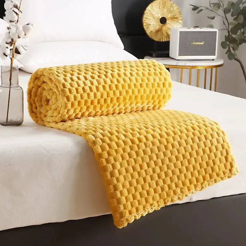 3D Cloud Jacquard Fleece Blanket in Silky Flannel | Soft Raised-Texture Warmth | Throw Blankets