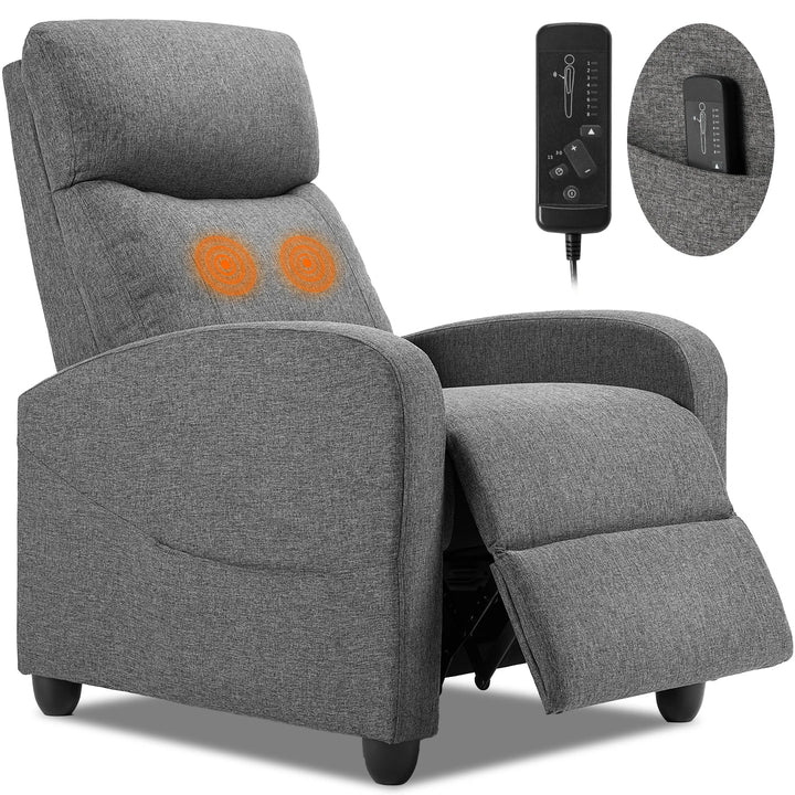 Reclining Massage Chair with Lumbar Vibration and Footrest | Recline with Lower Back Vibration | Recliner Chairs