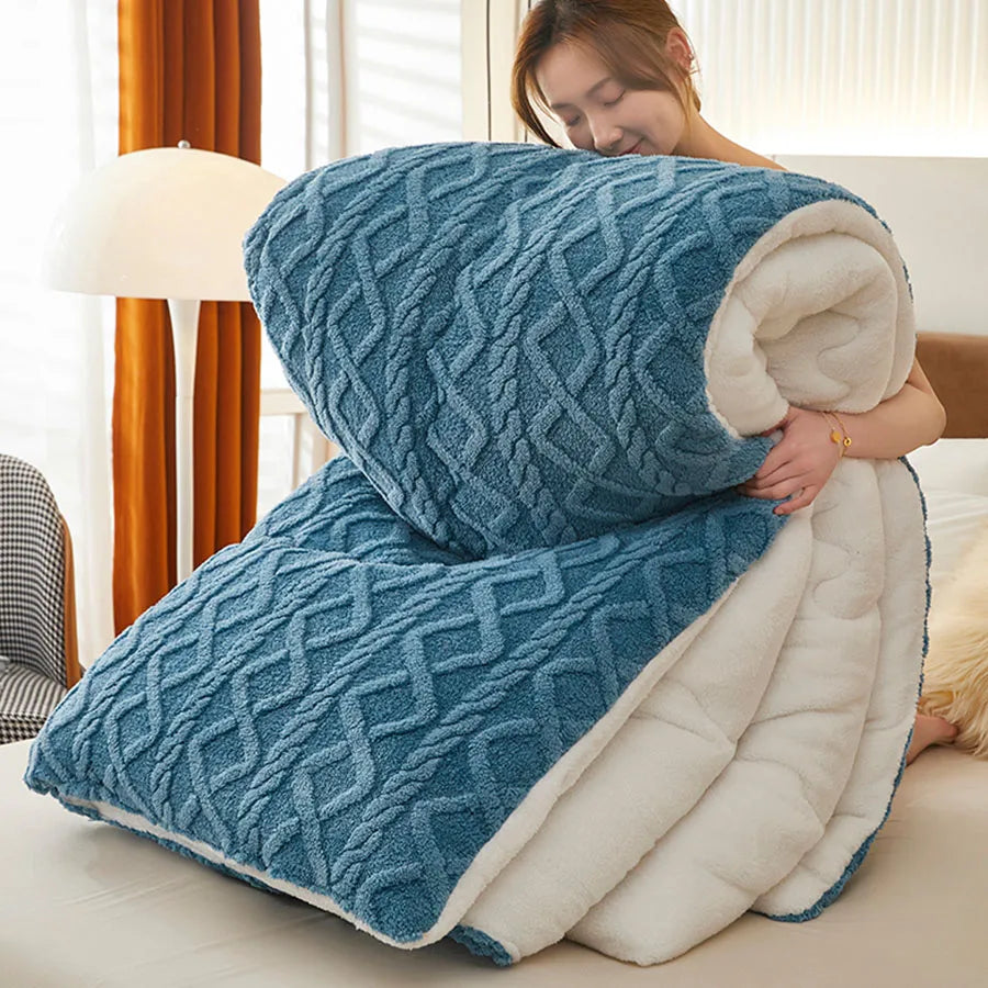 Thick Sherpa-Style Fleece Winter Blanket in Multiple Sizes | Heavyweight Warmth for Winter | Throw Blankets