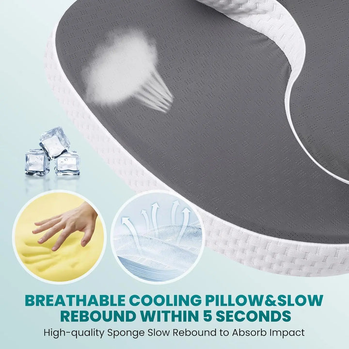 Butterfly Memory Foam Cervical Pillow with Dual Height Contour | Dual Height Neck Contour | Bed Pillows