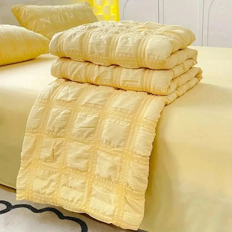 Breathable Seersucker Quilt for Warm Nights in Pastel Colors | Cool Textured Summer Quilt | Quilts