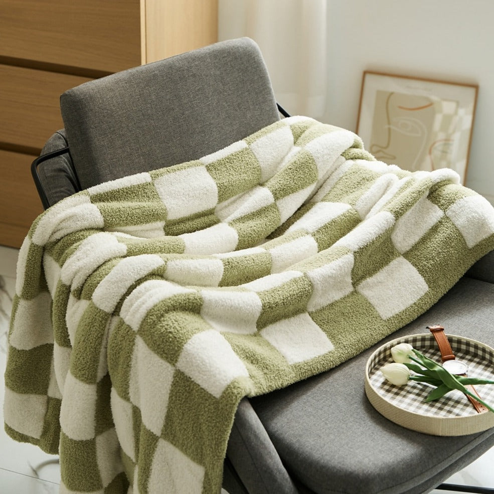 Colourful Checkerboard Polyester Throw Blanket in Three Sizes | Colourful Checks for Cosy Rooms | Throw Blankets