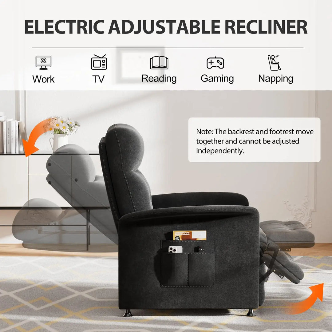Power Recliner Chair with Heat, Massage and Side Pockets | Recline, Warm Up, Unwind | Recliner Chairs