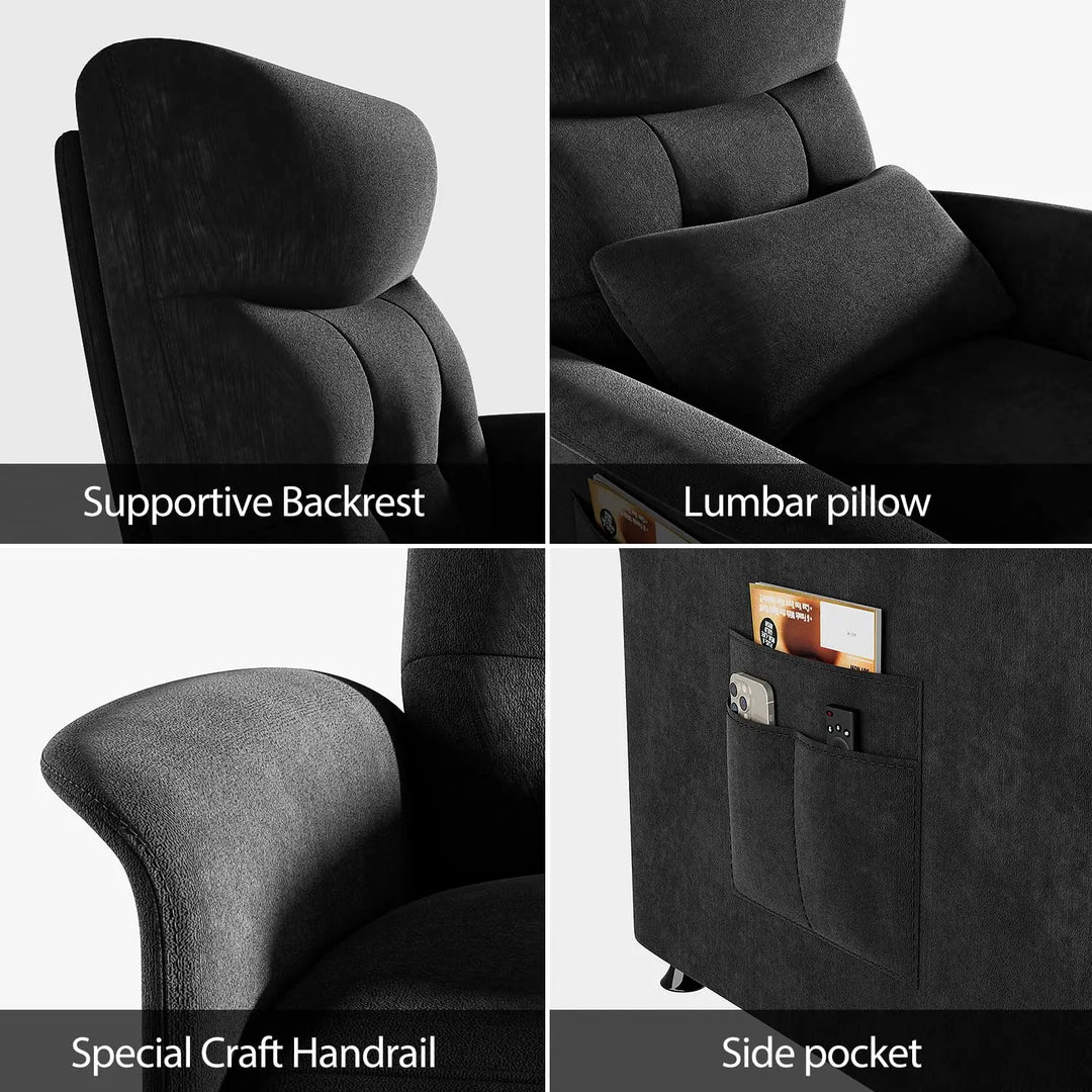 Power Recliner Chair with Heat, Massage and Side Pockets | Recline, Warm Up, Unwind | Recliner Chairs