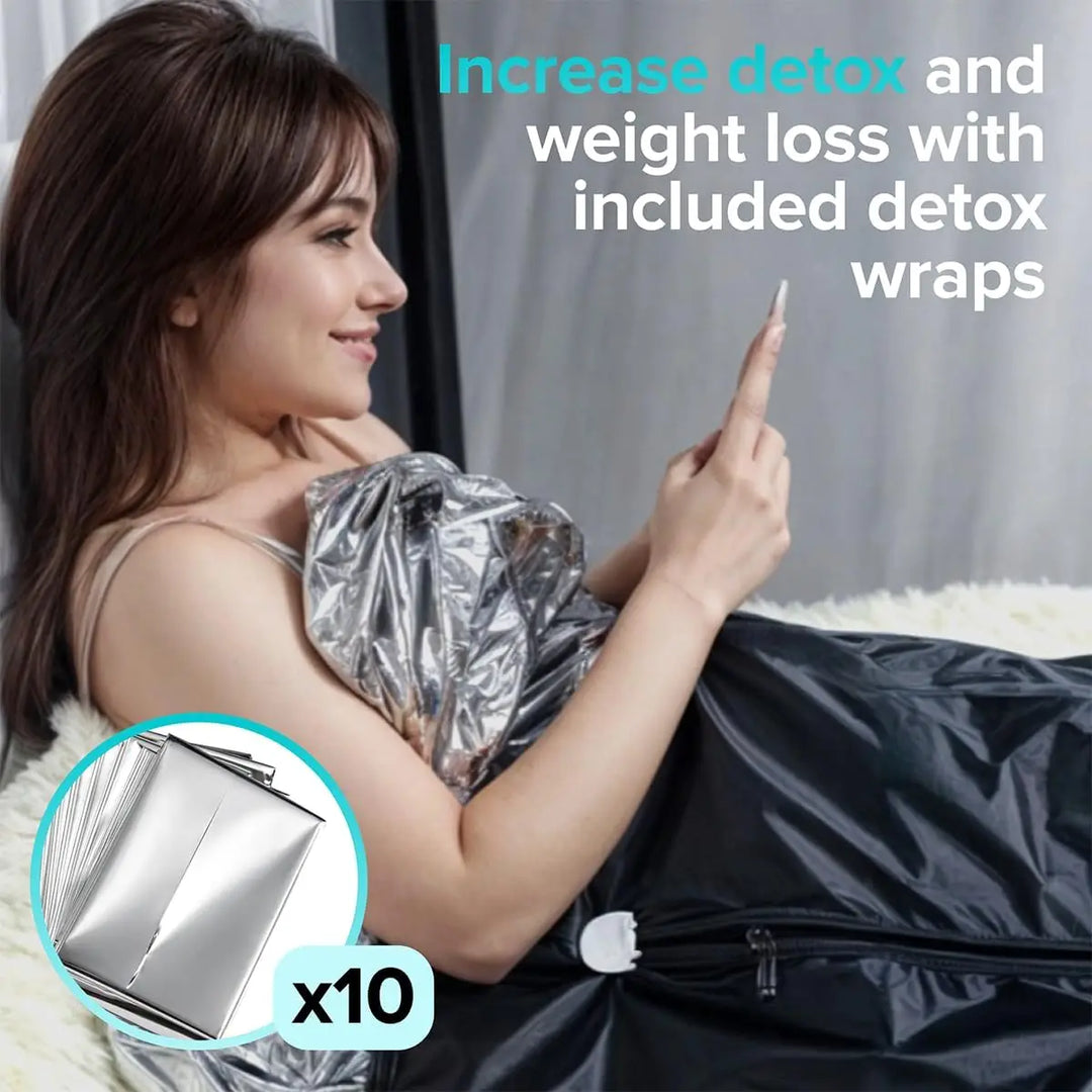 Foldable Infrared Sauna Blanket with 6 Heat Levels and Arm Zippers | Home Sauna Warmth, Arms Free | Sauna Blankets