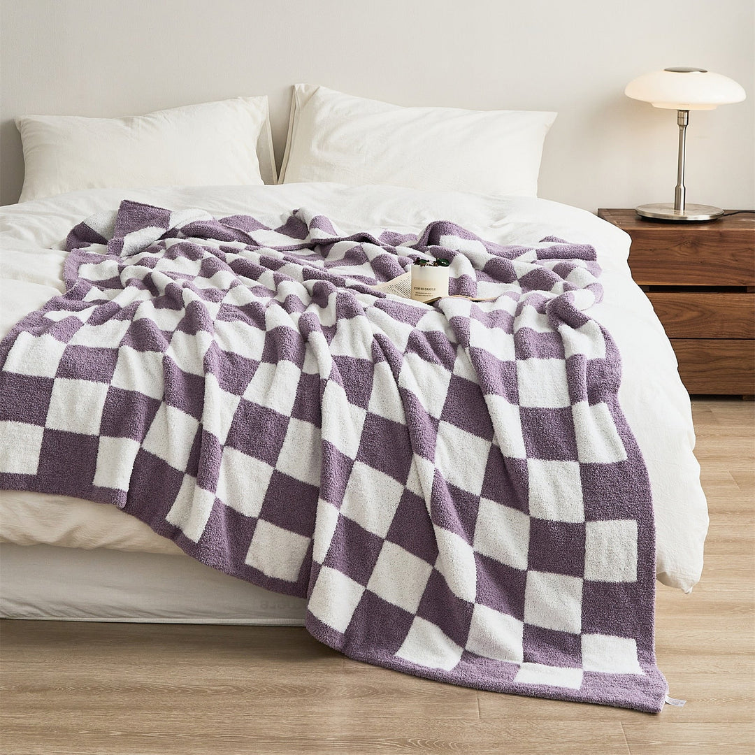 Colourful Checkerboard Polyester Throw Blanket in Three Sizes | Colourful Checks for Cosy Rooms | Throw Blankets