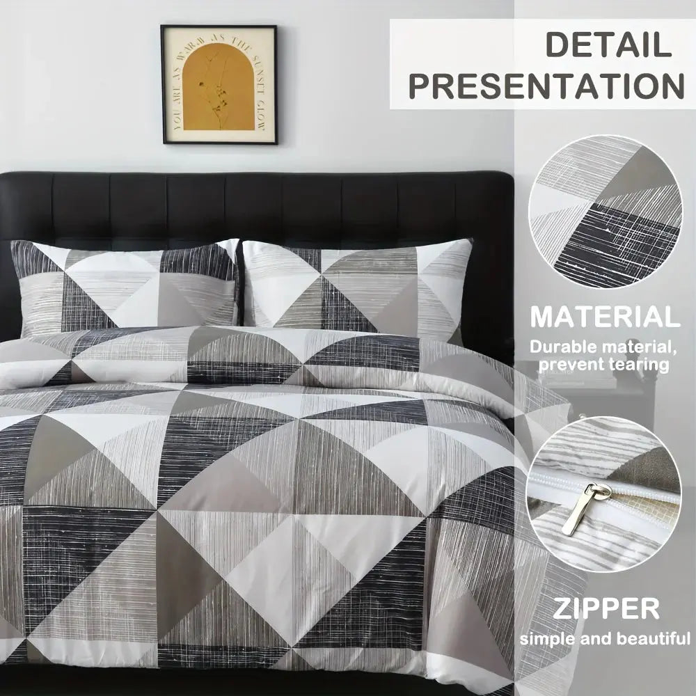 Abstract Printed Duvet Cover Set, 3 Pieces with Matching Pillowcases | Modern Abstract Print Bedding | Duvet Cover Sets