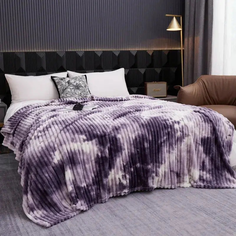 Tie-Dye Flannel Fleece Blanket with Thick Plush Texture | Colourful Warmth for Every Room | Throw Blankets