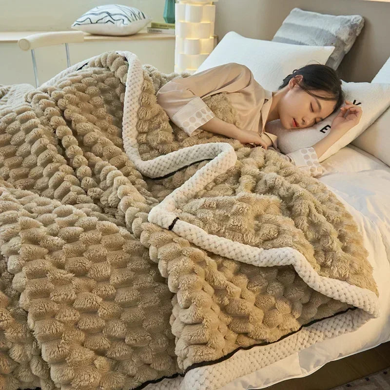 Soft Flannel Throw Blanket in Flocked Pattern for Autumn | Lightweight Flannel Warmth for Autumn | Throw Blankets
