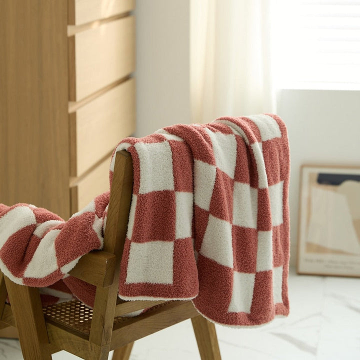 Colourful Checkerboard Polyester Throw Blanket in Three Sizes | Colourful Checks for Cosy Rooms | Throw Blankets