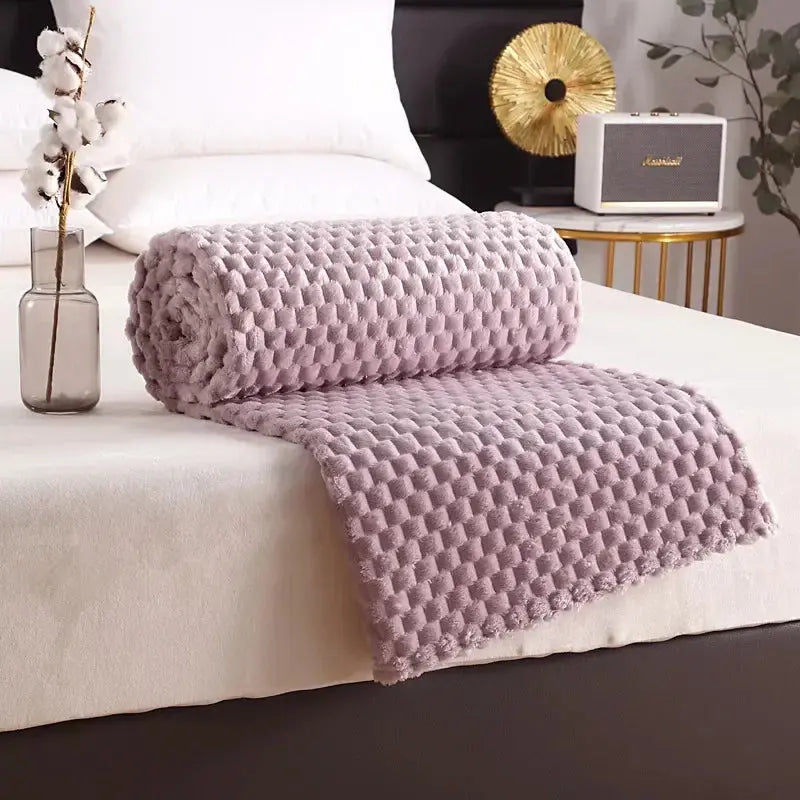 3D Clouds Jacquard Silky Flannel Fleece Blanket for All Seasons | Cloud-Textured Throw for Every Season | Throw Blankets