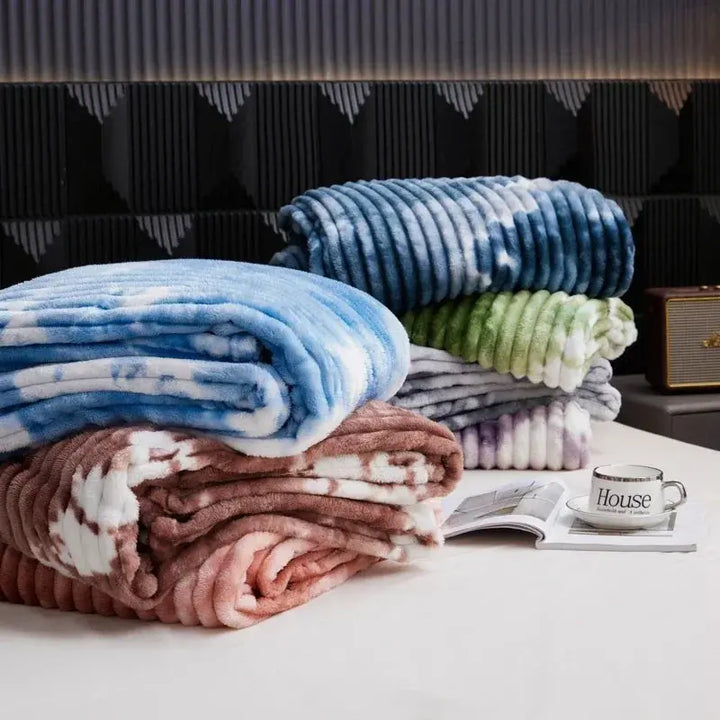 Tie-Dye Flannel Fleece Blanket with Thick Plush Texture | Colourful Warmth for Every Room | Throw Blankets