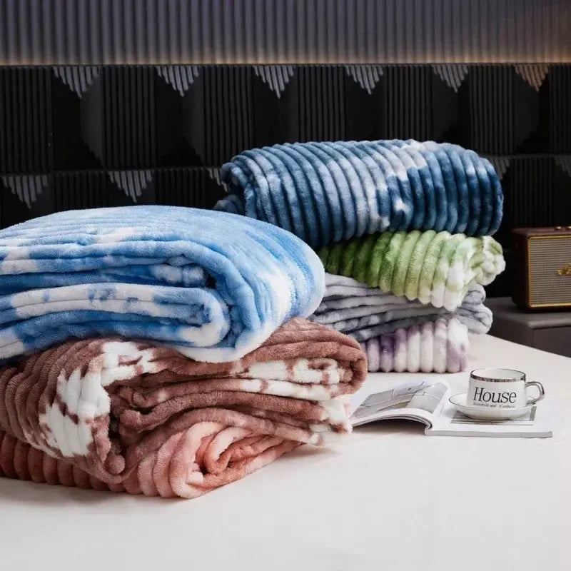 Thick Plush Tie-Dye Flannel Fleece Blanket in Four Sizes | Bold Color, Plush Warmth | Throw Blankets