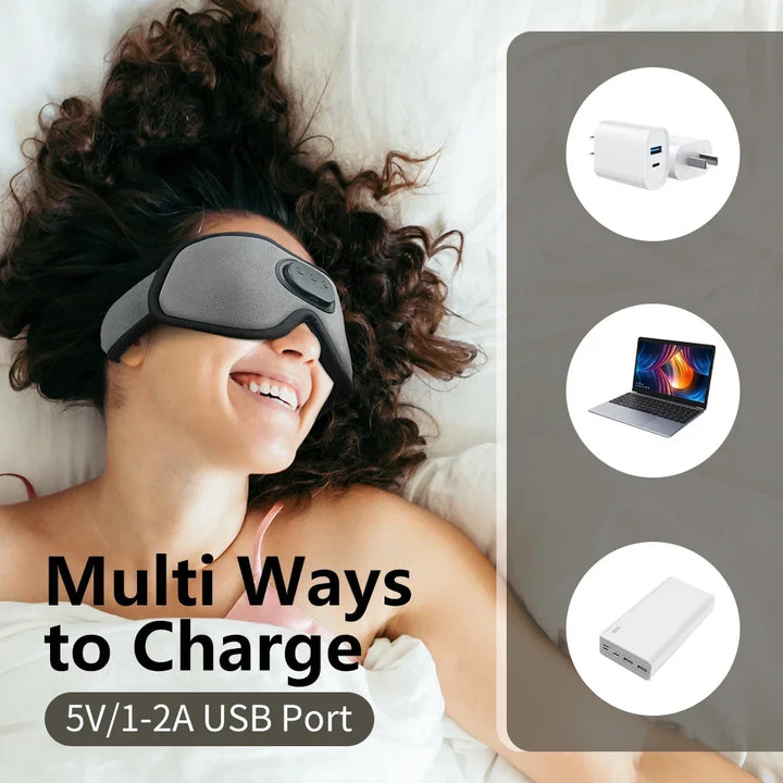 Rechargeable Bluetooth Sleep Mask with Headphones and 3D Eye Cups | Audio and Darkness in One Mask | Sleep Masks
