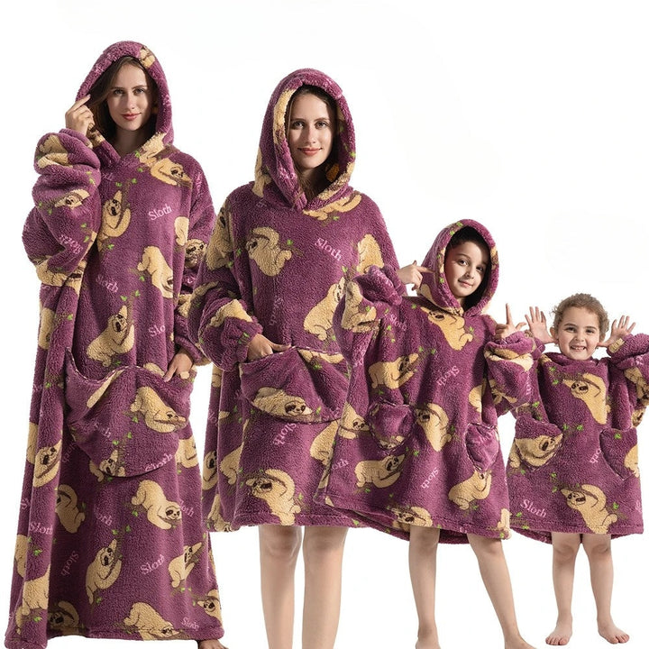 Oversized Pumpkin Print Hoodie Blanket in Fleece and Flannel, Unisex | Pumpkin Hoodie Blanket Warmth | Wearable Blankets