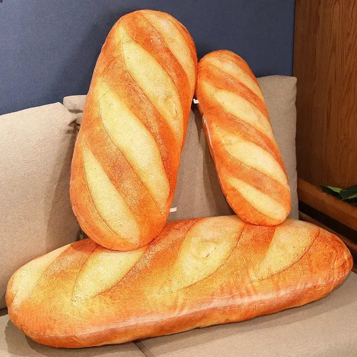 Soft French Bread Plush Pillow with Realistic Printed Details | Baguette Pillow for Playful Spaces | Plush Pillows