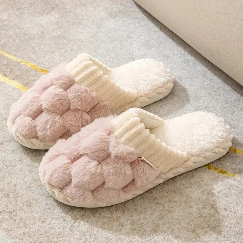 Cotton Plush Indoor Slippers with Anti-Slip Sole in Sizes 36 to 45 | Warm Plush-Lined Home Slippers | Slippers
