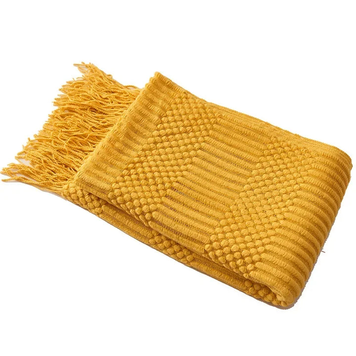 Nordic Style Thick Knitted Throw Blanket in Soft Synthetic Cashmere, Six Colours | Plush Nordic Knit for Chilly Evenings | Throw Blankets