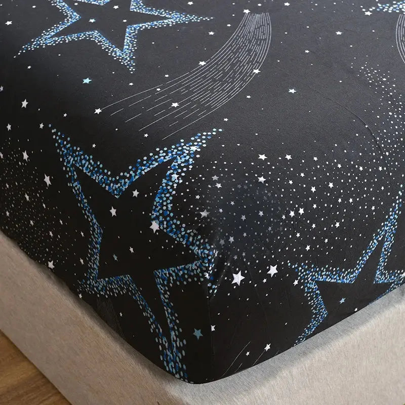 Starry Sky Printed Fitted Sheet Set with Two Pillowcases | Deep Elastic Fit, Starry Style | Fitted Sheet Sets